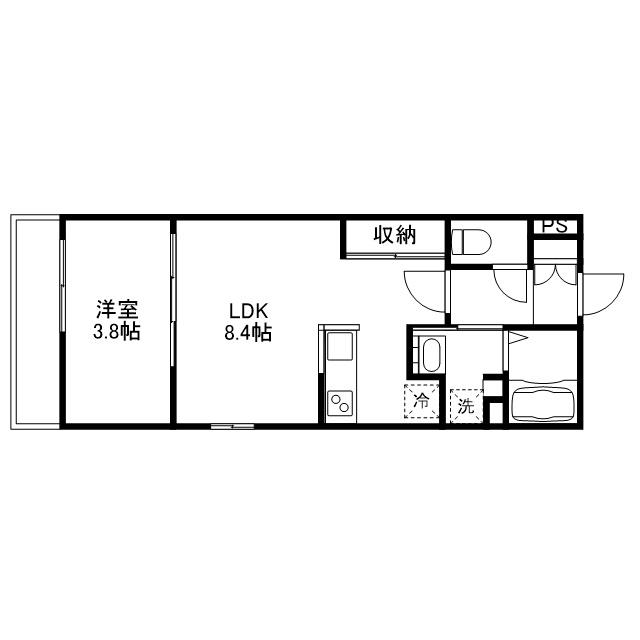月光道三町(1LDK/3階)の間取り写真