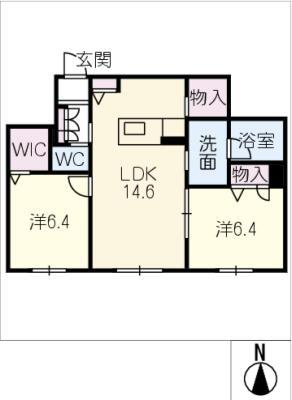 ヴィオレッタ(2LDK/1階)の間取り写真