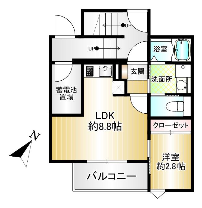 WELLNESTROOM新百合ヶ丘(1LDK/1階)の間取り写真