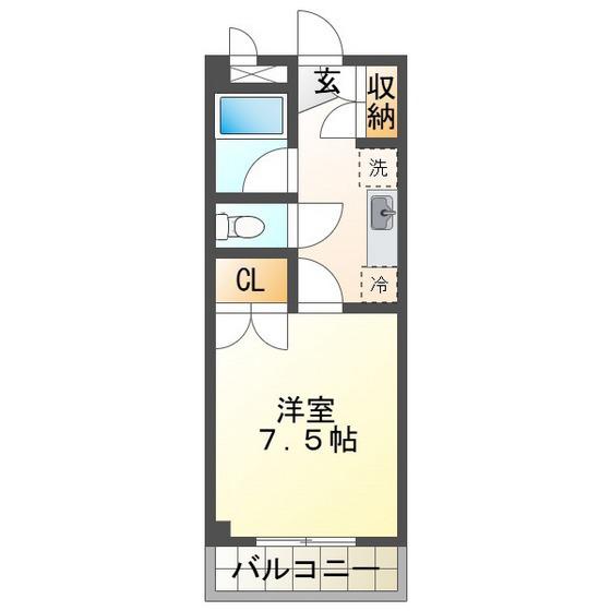 WHITE RIVER 202(1K/1階)の間取り写真