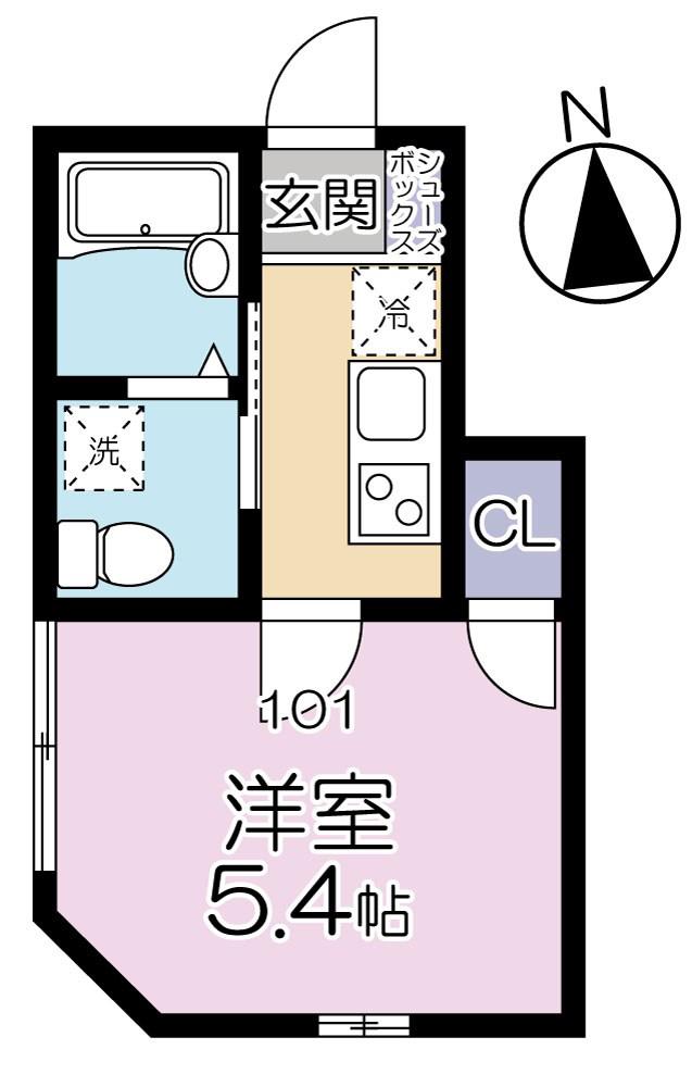 グランシャレー千住旭町(1K/1階)の間取り写真