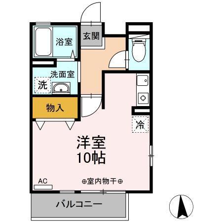 シンパティーアB(ワンルーム/3階)の間取り写真