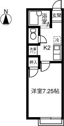 カナトピアαII(1K/1階)の間取り写真
