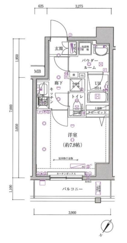 スパシエベルタ横浜(1K/4階)の間取り写真