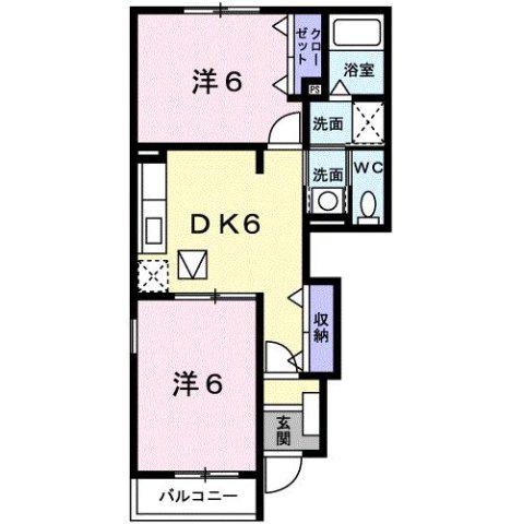 ヴィラSHIMIZUA(2DK/1階)の間取り写真