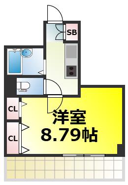 桜川ZENSHINBLD(1K/4階)の間取り写真