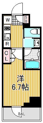 プラウドフラット戸越銀座(1K/5階)の間取り写真