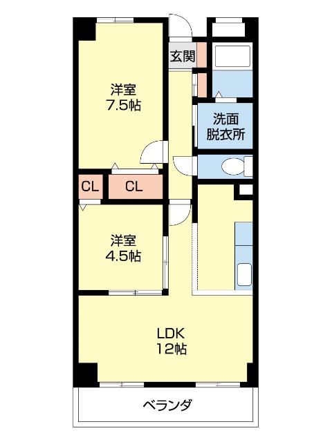 メゾン山水III(2LDK/2階)の間取り写真