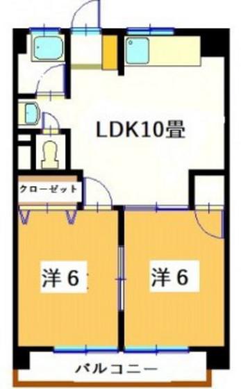 第2今井ビル(2LDK/3階)の間取り写真
