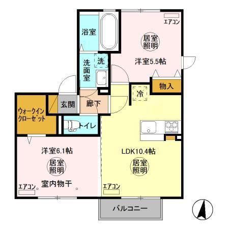 グランマーレO(2LDK/2階)の間取り写真