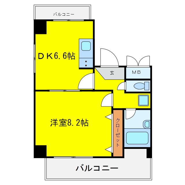 E・Aブルッケンハウス(1DK/4階)の間取り写真