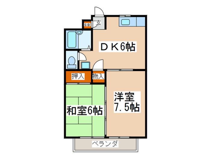 サンハイツ小島(2DK/1階)の間取り写真