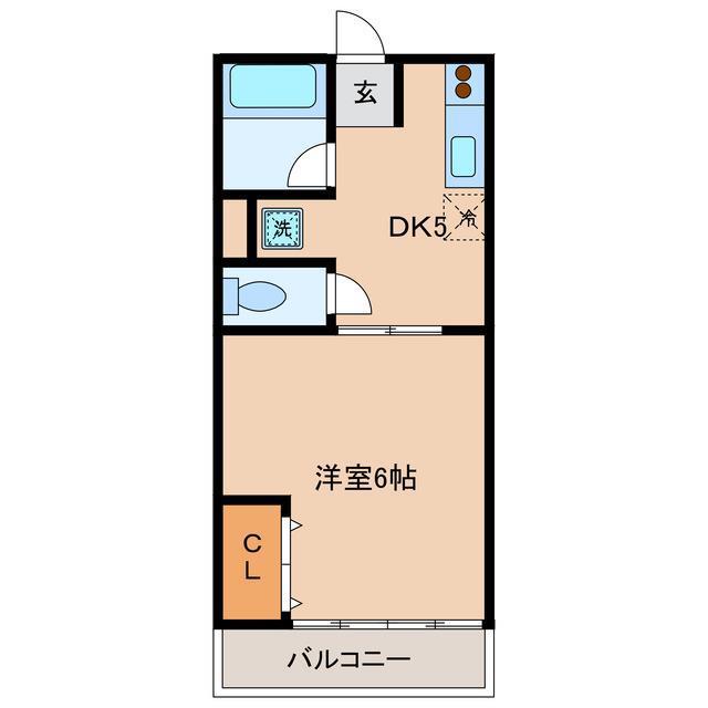 マンション加賀(1DK/2階)の間取り写真