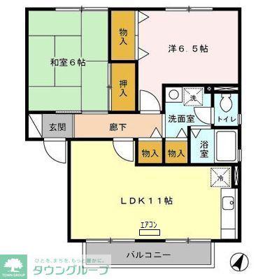 パークアゼリアA/B(2LDK/2階)の間取り写真