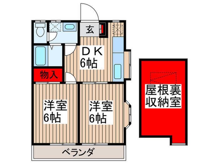 ツインシティKI(2DK/2階)の間取り写真