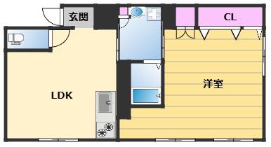 西野ビル(1LDK/3階)の間取り写真