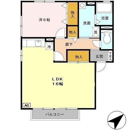クレールハイム A棟(1LDK/2階)の間取り写真