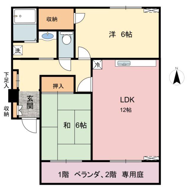 エスポワールたつの(2LDK/2階)の間取り写真