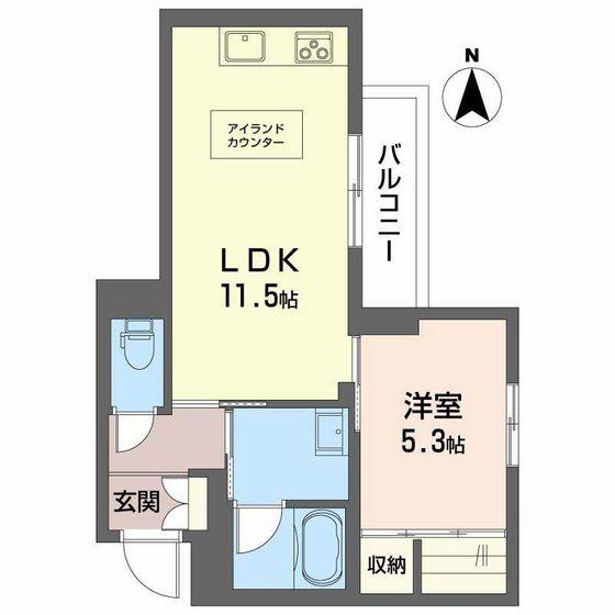 ウィステリア蜷川(1LDK/1階)の間取り写真