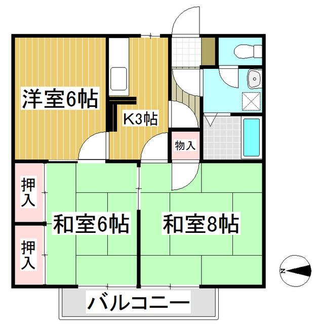 プレジュール竹内B(3K/1階)の間取り写真
