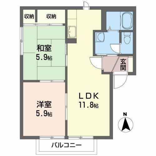 サンガーデン幸町 C(2LDK/2階)の間取り写真