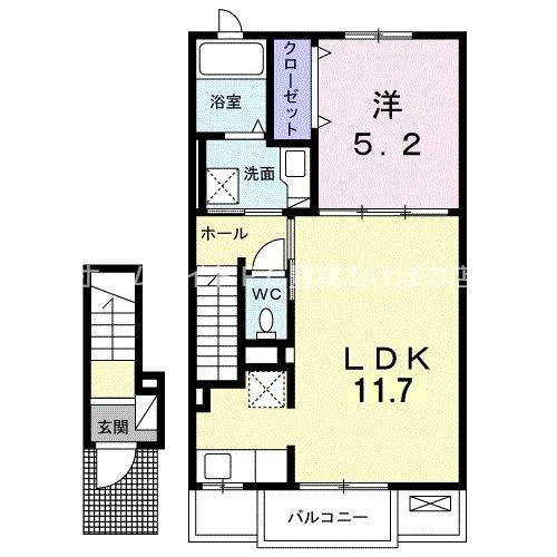 サンアニメート(1LDK/2階)の間取り写真