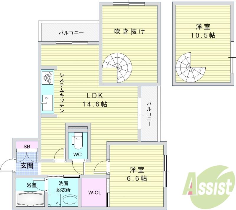 NCODA(2LDK/2階)の間取り写真