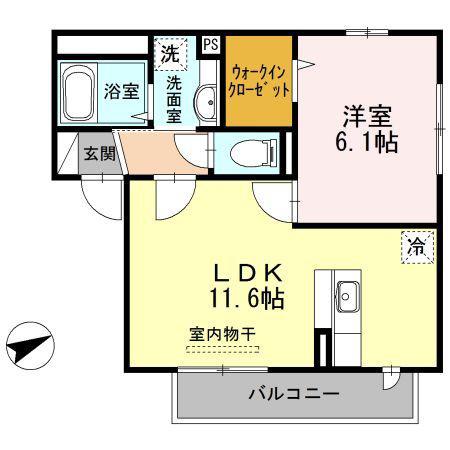 グリームパーク(1LDK/2階)の間取り写真