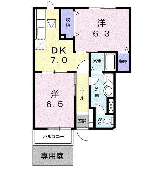 パークサイド99(2DK/1階)の間取り写真