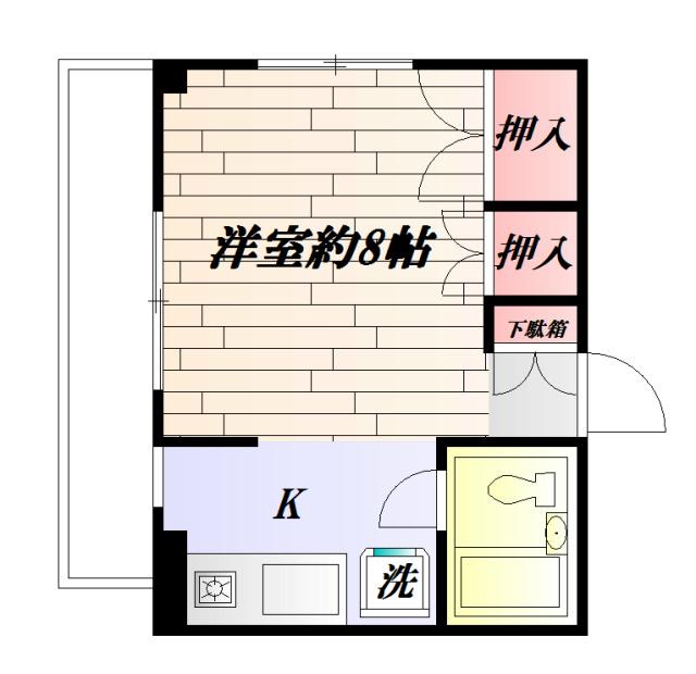 まめやビル(1K/2階)の間取り写真