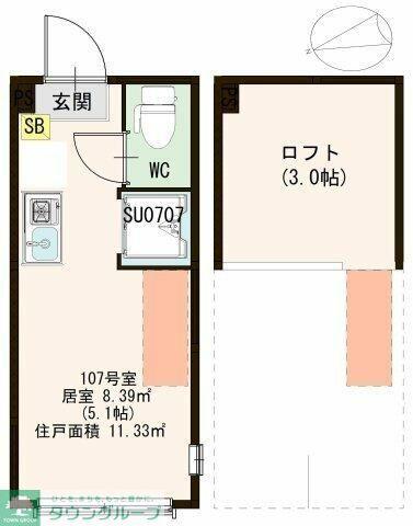 ハーモニーテラス西荻南(ワンルーム/1階)の間取り写真