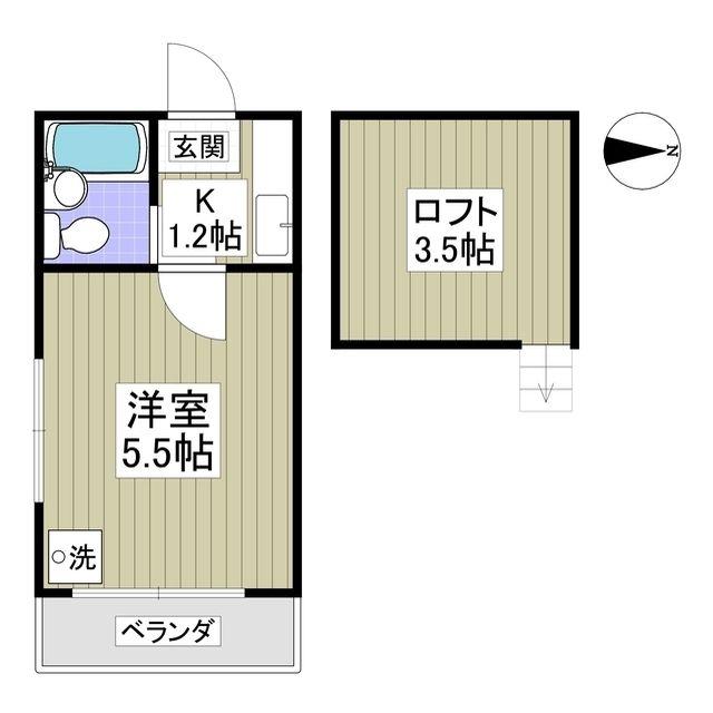 レモンハウス椎名町(1K/2階)の間取り写真