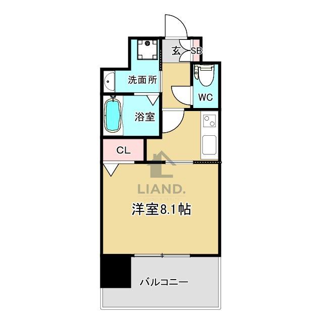 メイクス博多石城(1K/2階)の間取り写真