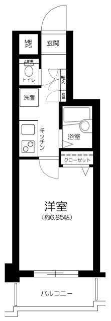 ヴェローナ白金(1K/2階)の間取り写真
