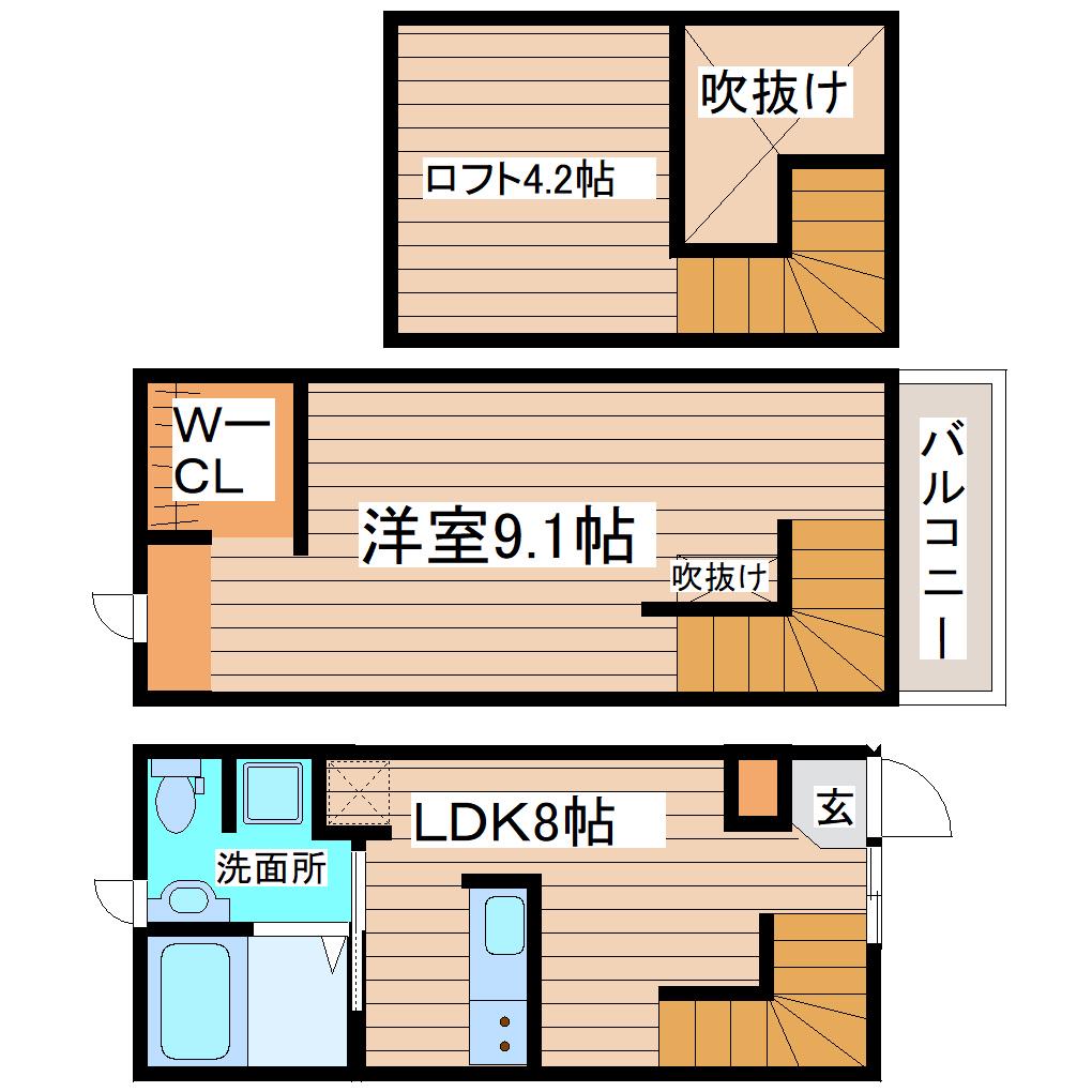 アルタイル(1LDK/1階)の間取り写真