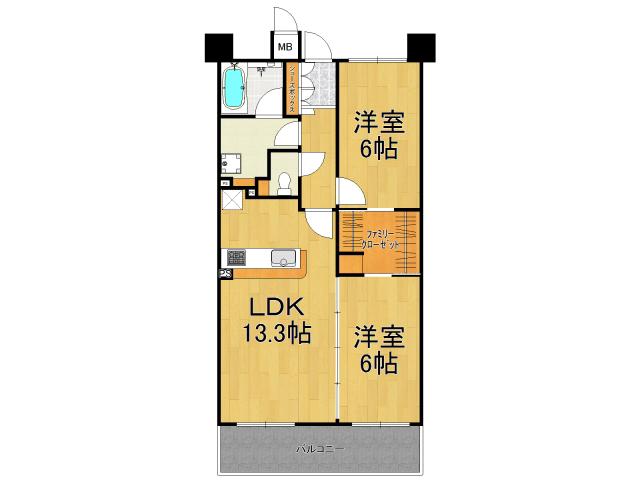 セイル西宮北口(2LDK/5階)の間取り写真