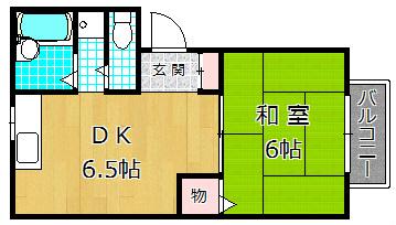 Mプラザ津田駅前5番館(1DK/2階)の間取り写真