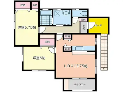SKハイツ(2LDK/2階)の間取り写真