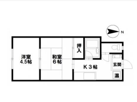 ロイヤルハイツ野々市(2K/1階)の間取り写真