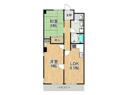 ウォールストリートI(2LDK/3階)の間取り写真