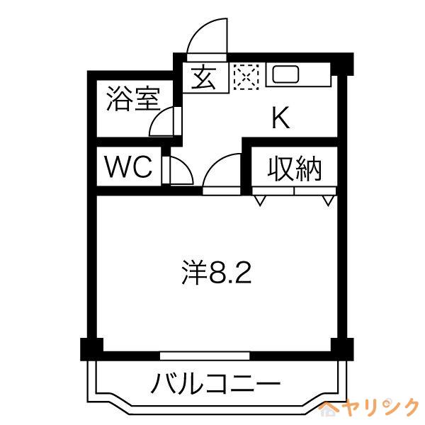 パ-クハイツ 原(1K/2階)の間取り写真
