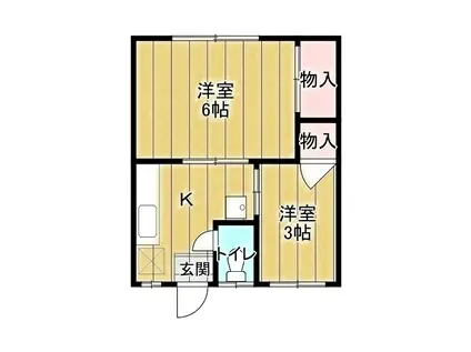 齋藤荘(2K/2階)の間取り写真