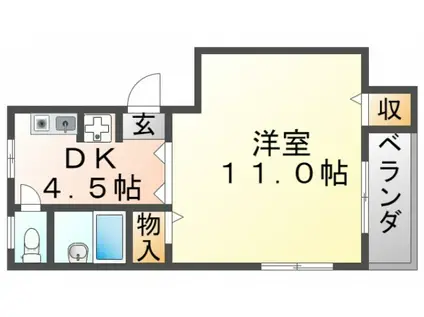 ファイン千里(1DK/2階)の間取り写真