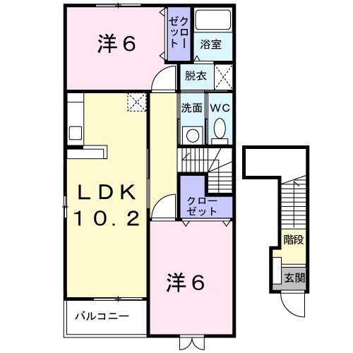 ハルトリーゲルC(2LDK/2階)の間取り写真