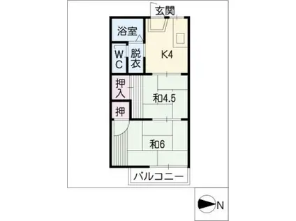 タウニー藤一 C棟(2K/1階)の間取り写真