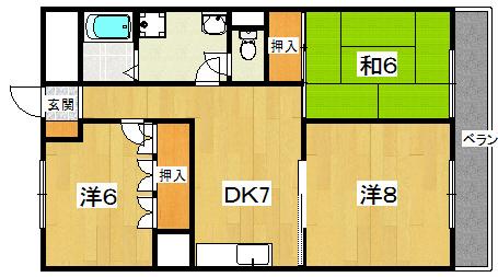 山喜マンション(3DK/4階)の間取り写真
