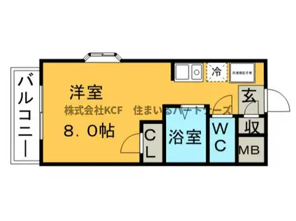 江崎ガーデンビル(ワンルーム/4階)の間取り写真