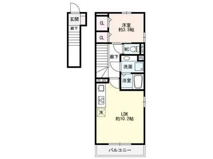 アルレーヌ恵比須(1LDK/2階)の間取り写真