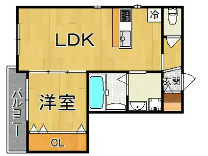 プレシャス小松Ⅱ(1LDK/3階)の間取り写真