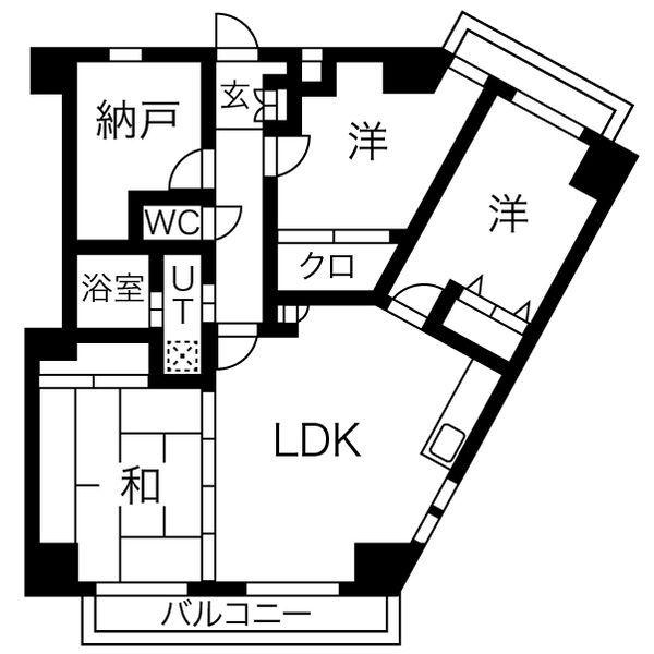ヴィアーレマルフク南館(3SLDK/2階)の間取り写真